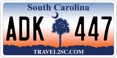 SC license plate ADK447