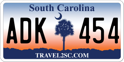 SC license plate ADK454