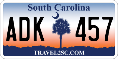SC license plate ADK457