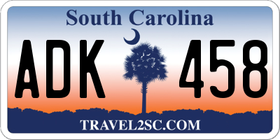 SC license plate ADK458