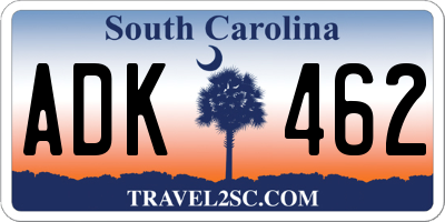 SC license plate ADK462