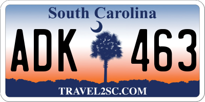SC license plate ADK463