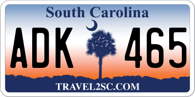SC license plate ADK465