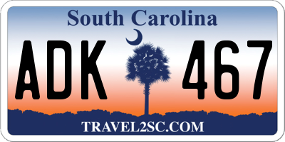 SC license plate ADK467