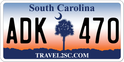 SC license plate ADK470