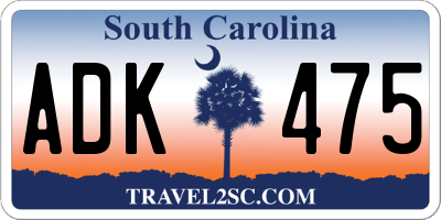 SC license plate ADK475