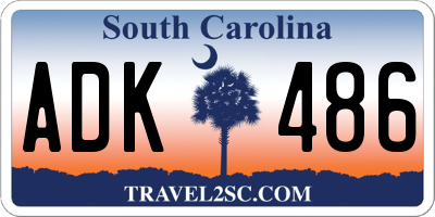 SC license plate ADK486