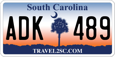 SC license plate ADK489