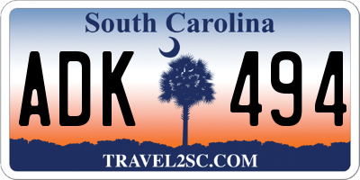 SC license plate ADK494