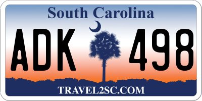 SC license plate ADK498