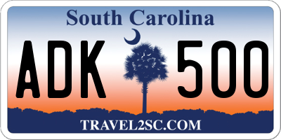 SC license plate ADK500
