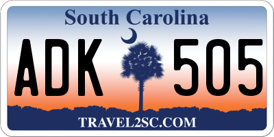 SC license plate ADK505