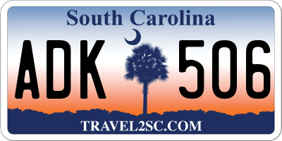 SC license plate ADK506