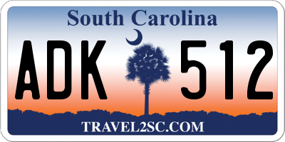 SC license plate ADK512