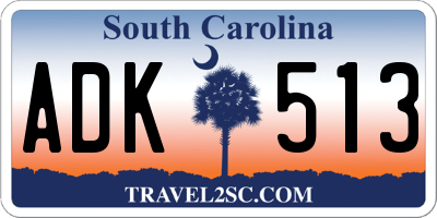 SC license plate ADK513