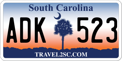 SC license plate ADK523