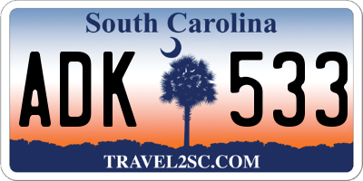 SC license plate ADK533