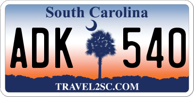SC license plate ADK540