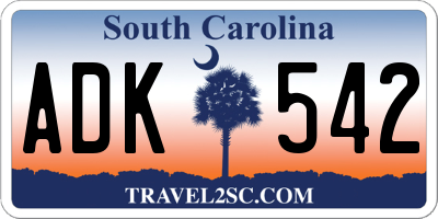 SC license plate ADK542