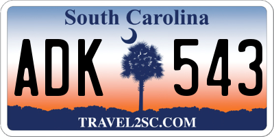 SC license plate ADK543