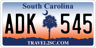 SC license plate ADK545