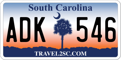 SC license plate ADK546