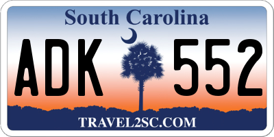 SC license plate ADK552