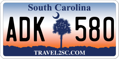 SC license plate ADK580