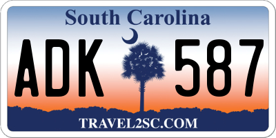 SC license plate ADK587