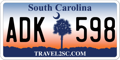 SC license plate ADK598