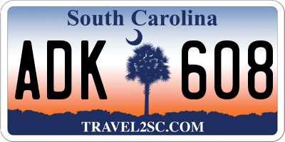 SC license plate ADK608