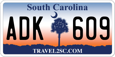 SC license plate ADK609