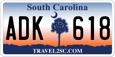 SC license plate ADK618