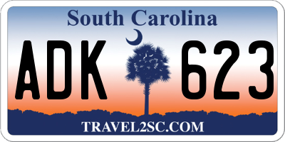 SC license plate ADK623