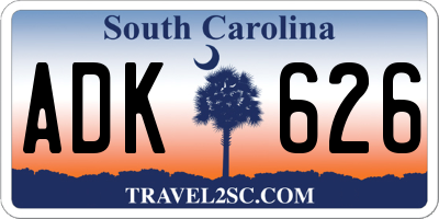 SC license plate ADK626