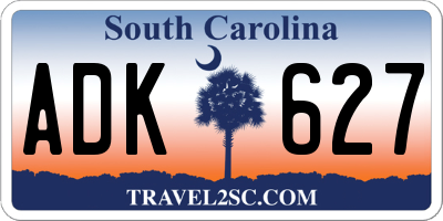 SC license plate ADK627
