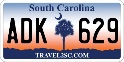 SC license plate ADK629