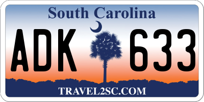 SC license plate ADK633