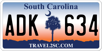 SC license plate ADK634