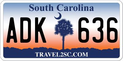 SC license plate ADK636