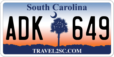 SC license plate ADK649