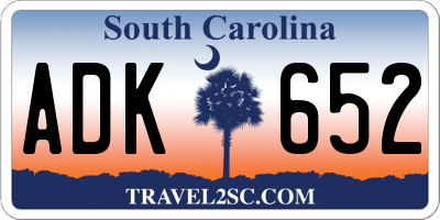 SC license plate ADK652