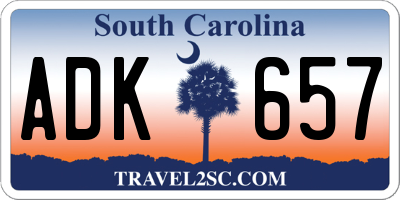 SC license plate ADK657