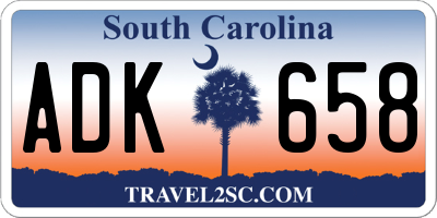 SC license plate ADK658