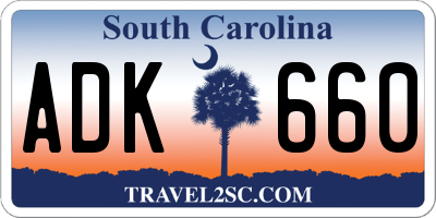 SC license plate ADK660