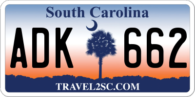 SC license plate ADK662