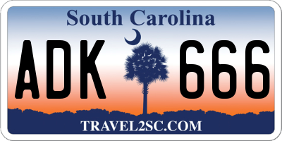 SC license plate ADK666