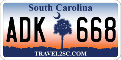 SC license plate ADK668