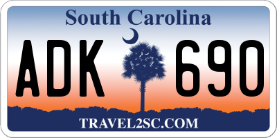 SC license plate ADK690