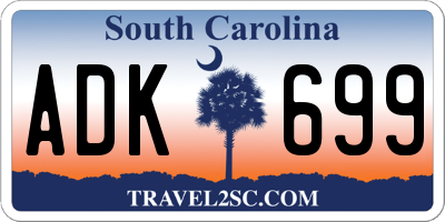 SC license plate ADK699